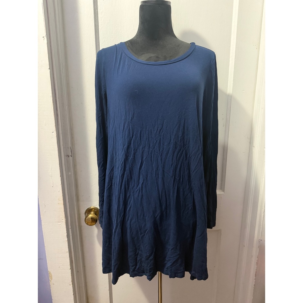 Emma's Closet Navy Long Sleeve Tunic Scoop Neck Flowy Top Large